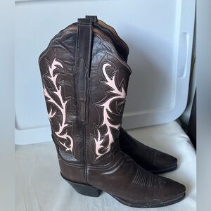 Lucchese Handmade Womens Classics Western Cowboy Boots US 7 B Brown Pink USED
